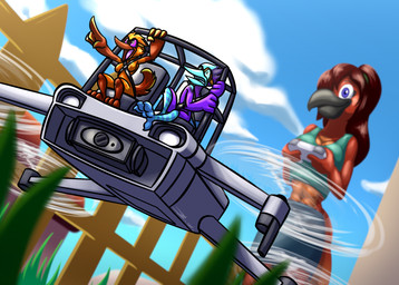 anthro avian_feet beak bottomwear breasts camera clothed clothed_anthro clothed_female clothing controller drone_(vehicle) eyewear feathers featureless_breasts feet female female_anthro fingers flying fully_clothed fully_clothed_anthro fully_clothed_female goggles group hair happy holding_controller holding_object holding_remote_control inside_vehicle larger_anthro larger_clothed larger_female machine male male_anthro micro micro_anthro micro_female micro_male midriff nude_micro open_beak open_mouth outside plant remote_control seat_belt sitting size_difference skirt sky smaller_female smaller_male smaller_nude smile standing tail tail_feathers toes topwear trio vehicle bassybefuddle conditional_dnp flarefeather_(kalofoxfire) kelvin_(kalofoxfire) valencia_alexandre avian bird digital_media_(artwork) hi_res