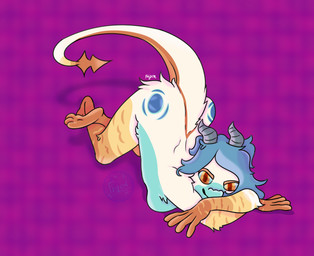 anthro female fur hair horn looking_at_viewer orange_body orange_fur simple_background smile solo tail figon mythology kobold mythological_creature mythological_scalie reptile scalie digital_media_(artwork) hi_res shaded