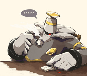 1_eye ambiguous_gender antennae_(anatomy) belly beverage big_hands book chair container cup furniture grey_body holding_beverage holding_object hot_drink inside male markings on_chair reading reading_book red_eyes sitting sitting_on_chair solo table tea_cup thick_arms yellow_markings waggy nintendo pokemon dusknoir generation_4_pokemon ghost humanoid pokemon_(species) spirit hi_res