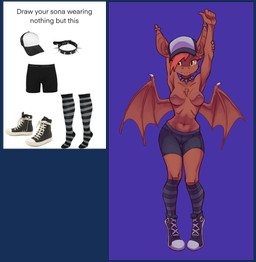 anthro bat_ears boxer_briefs breasts brown_body brown_fur chest_tuft clothed clothing collar drawing_challenge fangs female footwear fur grey_nipples hair hat headgear headwear legwear looking_at_viewer membrane_(anatomy) membranous_wings navel nipples nude one_hand_up pattern_clothing pattern_footwear pattern_legwear pattern_socks red_hair shoes simple_background smile sneakers socks solo spiked_collar spikes standing stretching striped_clothing striped_footwear striped_socks stripes teeth topless transparent_background tuft underwear wings yellow_eyes flakesnowflake tresen_(flakesnowflake) bat mammal alpha_channel digital_media_(artwork) hi_res
