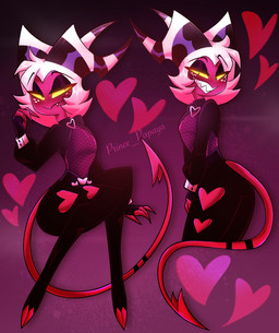 anthro blush cartoon_freckles femboy freckled_face freckles glistening_eyelids hair hooves horn male pose smile solo tail white_hair yellow_eyes prince_papaya hellaverse helluva_boss moxxie_(helluva_boss) imp hi_res