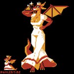 1:1 anthro back_wings black_background clothing crown digital_media_(artwork) dragon dragon_peach dress duo female headgear hi_res human mammal mario_bros mythological_creature mythological_scalie mythology nintendo pixel_(artwork) princess_peach red_body royalty scalie simple_background smile stpavlentine tagme tail wings yellow_eyes