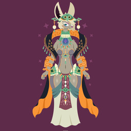anthro blue_eyes clothing dress female fur grey_body grey_fur grey_hair hair headdress jewelry long_ears long_nails necklace ring solo wide_hips naycelium nintendo tears_of_the_kingdom the_legend_of_zelda mineru mammal zonai 1:1 digital_media_(artwork) hi_res