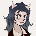 anthro blue_hair eyeliner fangs hair inverted_pentagram makeup notched_ear occult_symbol pentagram simple_background solo symbol teeth white_background slavyan cartoon_hangover the_summoning claire_(the_summoning) felid feline mammal 1:1 2020 bust_portrait hi_res portrait