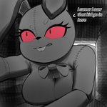 air_vent anthro big_breasts black_eyes black_nose black_text bow_tie breasts buckteeth dialogue eyelashes female front_view red_sclera seam_(sewing) solo stitch_(sewing) stuck teeth text vent grimy291 five_nights_at_freddy's scottgames vanny_(fnaf) lagomorph leporid mammal rabbit 1:1 2024 digital_media_(artwork) english_text hi_res monochrome