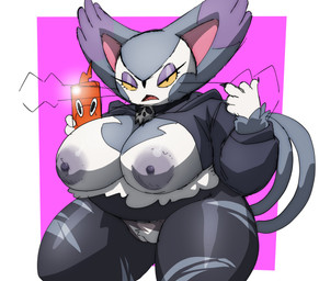 alternative_fashion anthro anthrofied areola belly belly_overhang big_areola big_breasts biped breasts camera_flash choker claws clothing cropped_hoodie curled_tail curvy_figure dipstick_ears ear_markings electronics eyelashes fangs female female_anthro frown fur genitals geometric_background gesture glistening_eyelids goth grey_areola grey_body grey_fur grey_nipples hand_gesture holding_object holding_phone hoodie huge_breasts huge_hips huge_thighs ineffective_clothing jewelry leggings legwear lidded_eyes looking_at_viewer middle_finger mostly_nude multicolored_body multicolored_ears multicolored_fur necklace nipples open_frown open_mouth overweight overweight_anthro overweight_female phone pokemorph shortstack shortstack_female simple_background skull_accessory skull_choker solo standing tail teeth thick_thighs topwear torn_clothing torn_leggings torn_legwear two_tone_body two_tone_fur vulva white_body white_fur wide_hips yellow_sclera inker_comics nintendo pokemon animate_inanimate felid feline generation_4_pokemon mammal pokemon_(species) purugly rotom rotom_phone 2025 absurd_res digital_media_(artwork) hi_res portrait three-quarter_portrait