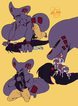 anthro bodily_fluids duo male male/male oral_vore purple_body saliva saliva_on_tongue vore willing_prey yelling_mouse nintendo pokemon arbok generation_1_pokemon kobold pokemon_(species) reptile scalie snake absurd_res colored hi_res signature