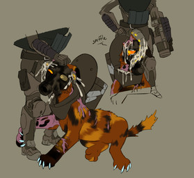 ambiguous_gender armor bestiality bodily_fluids crying cum cybernetics disability duct_tape duo ear_penetration feral gas_mask genital_fluids genitals gynomorph head_wound headgear human_on_feral intersex interspecies leg_grab machine mask mindfuck pain penetration penile penis penis_on_face scar sex simple_background tail tape tapering_penis tears wounded young puppyratcat skibidi_toilet canid canine canis felid feline felis human humanoid hybrid mammal robot xog hi_res