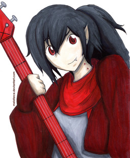 bass_guitar bite_mark bite_mark_on_neck black_hair fanged_bite_mark fanged_bite_mark_on_neck fangs female guitar hair musical_instrument not_furry plucked_string_instrument red_eyes solo string_instrument teeth melofarce adventure_time cartoon_network marceline_abadeer demon demon_humanoid humanoid mammal vampire absurd_res hi_res