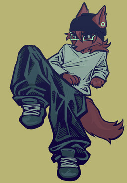 anthro beanie brown_body brown_fur brown_hair clothing ear_piercing eyebrow_piercing eyewear facial_piercing footwear fur gauged_ear glasses hair hat headgear headwear looking_away male messy_hair oversized_clothing piercing relaxing shoes sneakers solo wearing_glasses werehouse lucas_(werehouse) canid canine canis domestic_dog german_shepherd herding_dog mammal pastoral_dog