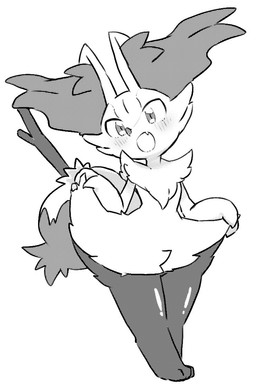 3_fingers 3_toes ambiguous_anthro ambiguous_gender anthro arm_tuft cheek_tuft chest_tuft claws dipstick_tail facial_tuft fangs feet finger_claws fingers flat_chested flesh_fang fluffy fluffy_tail front_view fur hip_tuft inner_ear_fluff looking_at_viewer markings multicolored_body multicolored_fur nude_ambiguous nude_anthro object_in_tail open_mouth open_smile pointy_ears prick_ears pseudo_clothing shoulder_tuft simple_background smile snout solo standing stick stick_in_tail tail tail_markings teeth toes tuft two_tone_tail white_background yakiniku628 nintendo pokemon braixen canid generation_6_pokemon mammal pokemon_(species) 2023 digital_drawing_(artwork) digital_media_(artwork) full-length_portrait monochrome portrait screentone shaded