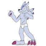 1:1 anthro bandai_namco barefoot blue_body blue_fur briefs briefs_only bulge claws clothed clothing digimon digimon_(species) feet fur fuze hi_res male orange_eyes purple_claws shadow simple_background solo teeth_showing tighty_whities topless translucent translucent_briefs translucent_clothing translucent_underwear underwear underwear_only weregarurumon white_background white_briefs white_clothing white_underwear