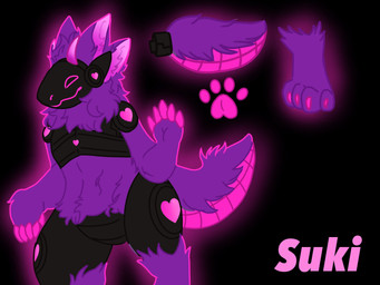anthro female heart_symbol horn machine pink_eyes purple_body screen screen_face unknown_artist protogen 4:3 hi_res