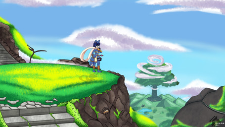 accesory anthro female mountain plant scarf solo standing tree tribal tribal_clothing dylan_ac nintendo star_fox krystal_(star_fox) canid canine fox mammal 16:9 hi_res widescreen