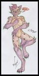 anthro black_border blush border breasts colored_pencil featureless_breasts featureless_crotch feet female fur hair looking_at_viewer markings nude paws simple_background smile solo spots spotted_body tail text cougar_leon autumn_williams hyena mammal werecreature werehyena 2020 colored_pencil_(artwork) hi_res traditional_media_(artwork)