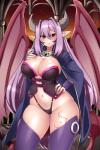 big_breasts breasts clothed clothing female horn mantle membrane_(anatomy) membranous_wings monster_girl_(genre) not_furry panties solo thick_thighs underwear wings lindaroze_(artist) monster_girl_quest alma_elma demon demon_humanoid humanoid