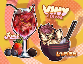 abstract_background anthro bell bell_collar beverage brown_body brown_collar brown_fur brown_tail chibi collar food fruit fur glistening glistening_eyes hair male noodles orange_ears plant ramen red_hair solo strawberry tail tan_body tan_fur tan_tail vesper_art