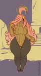 2016 absurd_res big_breasts black_sclera breasts butt butt_from_the_front camel_toe clothed clothing curvy_figure female footwear generation_6_pokemon gourgeist hair hi_res humanoid liveforthefunk long_hair looking_at_viewer morganna_(1uped-art) nintendo not_furry pink_hair pokemon pokemon_(species) pokemorph ribbed_clothing ribbed_sweater shoes smile solo sweater thick_thighs topwear turtleneck wide_hips yellow_eyes