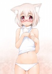 blush breasts camel_toe clothing eyewear female glasses hair looking_at_viewer navel nipples open_mouth panties red_eyes simple_background solo standing underwear white_background white_hair tera_zip touhou momiji_inubashiri animal_humanoid canid canid_humanoid canine canine_humanoid canis humanoid mammal mammal_humanoid wolf wolf_humanoid 2010