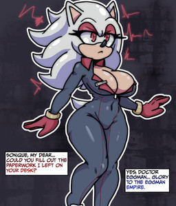 anthro big_breasts black_bodysuit black_clothing black_latex black_skinsuit bodysuit breasts cleavage clothed clothed_anthro clothed_female clothing corruption crossgender dialogue eyeshadow female gloves grey_hair hair handwear latex latex_bodysuit latex_clothing latex_skinsuit makeup mind_control mtf_crossgender red_clothing red_eyes red_eyeshadow red_gloves red_handwear skinsuit solo text tight_clothing wide_hips broth_nsfw sega sonic_the_hedgehog_(series) sonic_the_hedgehog eulipotyphlan hedgehog mammal 2025 english_text hi_res