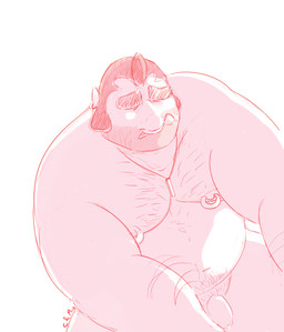 belly big_belly body_hair chest_hair ear_piercing ear_ring foreskin front_view genitals humanoid_genitalia humanoid_penis humanoid_pointy_ears jewelry male moobs necklace nipple_piercing nipple_ring nipples not_furry nude overweight overweight_humanoid overweight_male penis piercing pointy_ears ring_piercing simple_background solo chocolateandmilk humanoid orc hi_res partially_colored