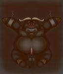 anthro balls bdsm blush bodily_fluids bondage bound erection genital_fluids genitals male overweight overweight_anthro overweight_male penis precum solo dakota-bear bovid bovine cape_buffalo mammal hi_res