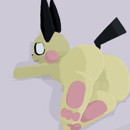 3_toes angry animal_genitalia animal_penis anus backsack balls big_ears black_body black_fur butt feet feral fur genitals hindpaw looking_at_viewer looking_back lying male no_outlines on_back on_front pawpads paws penis solo taunting toes yellow_body yellow_fur hanzowo nintendo pokemon generation_2_pokemon mammal murid murine pichu pokemon_(species) rat rodent 1:1 2d_animation animated no_sound shaded short_playtime video