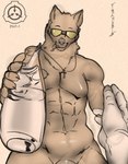 5_fingers abs anthro anthrofied biped black_text bottle brown_body brown_fur brown_penis carrying_penis container cross cross_necklace dialogue eyewear eyewear_only fingers first_person_view fur genitals human_pov jewelry logo looking_at_viewer male muscular muscular_anthro muscular_male necklace necklace_only nude nude_anthro nude_male null offering_to_viewer orange_eyewear orange_sunglasses penis penis_peek simple_background solo standing sunglasses sunglasses_only text water water_bottle franubis scp_foundation scp-2547-1 canid canine canis coyote human mammal 2022 absurd_res artist_name character_name digital_drawing_(artwork) digital_media_(artwork) english_text hi_res partially_colored signature