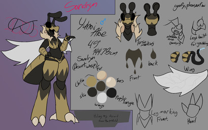 2_fingers anthro arthropod_abdomen brown_body description exoskeleton fangs fingers fur insect_wings male solo teeth text tongue wings casualredjerk yuhai_atae_(casualredjerk) arthropod hymenopteran insect wasp absurd_res english_text hi_res model_sheet signature