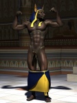 3d_(artwork) abs anthro anubian_jackal anubis balls biceps biped bottomwear brown_body canid canine canis clothed clothing deity digital_media_(artwork) egyptian egyptian_clothing egyptian_mythology erection flexing foreskin fur genitals headdress humanoid_genitalia humanoid_penis jackal looking_at_viewer male mammal michael4 middle_eastern_mythology muscular muscular_anthro muscular_male mythology nipples nude pecs penis pose presenting retracted_foreskin shendyt skirt solo source_request standing topless undressing wooky yellow_eyes