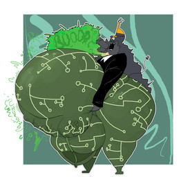 1_ear 1_eye abdominal_bulge anthro balls belly big_balls big_belly black_tie_(suit) bone bones_in_stomach burp_cloud burping clothed clothing cybernetics digestion digestion_noises fatal_vore genitals green_body grey_hair hair machine male mass_vore multiple_prey onomatopoeia rumbling_stomach solo sound_effects squirming suit teeth text vore wide_hips yellow_eyes yellow_teeth hy_polaris hy-3_(hy_polaris) robot