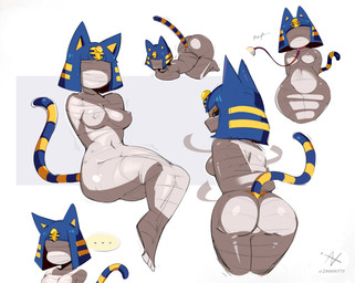 anthro bdsm blue_tail bondage bound breasts female fully_bound leash looking_at_viewer looking_back looking_back_at_viewer multicolored_tail mummification mummy_wrappings nipple_outline nipples tail thick_thighs yellow_tail zinnick animal_crossing nintendo ankha_(animal_crossing) domestic_cat felid feline felis mammal 2021 absurd_res hi_res multiple_images