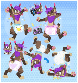 anthro big_diaper boombox brown_body brown_fur clothed clothing dancing diaper diaper_only ear_tuft eyes_closed fail fur hair handstand heart_symbol looking_back male nub_tail one_eye_closed pawpads paws purple_hair sequential_arrow solo star tongue tongue_out topless tuft upside_down wearing_diaper wink jupiters strobes felid feline lynx mammal hi_res