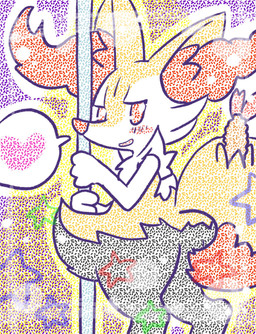 ambiguous_anthro ambiguous_gender anthro blush blush_stickers butt dipstick_tail food heart_symbol looking_at_viewer markings open_mouth open_smile outline pole rear_view shrimp_(food) smile solo speech_bubble standing star_polygon tail tail_markings text textured three-quarter_view annyui0611 nintendo pokemon braixen canid generation_6_pokemon mammal pokemon_(species) 2023 digital_drawing_(artwork) digital_media_(artwork) english_text hi_res japanese_description portrait three-quarter_portrait translated_description
