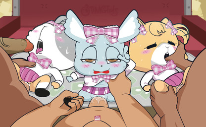 abdominal_bulge adult_on_young age_difference anthro anthro_focus anthro_penetrated banknote blush bodily_fluids bottomwear bow_(feature) brown_eyes chibi clitoris clothed clothing cum cum_in_vagina cum_inside detailed_background erection faceless_character faceless_human faceless_male feet female female_focus female_on_human female_penetrated finger_in_mouth first_person_view foot_grab genital_fluids genitals group huge_penetration human_on_anthro human_penetrating human_penetrating_anthro human_penetrating_female human_pov humanoid_genitalia humanoid_penis interspecies larger_human larger_male loli looking_at_viewer lying male male/female male_on_anthro male_penetrating male_penetrating_anthro male_penetrating_female male_pov money no_underwear older_male on_back open_mouth penetrating_pov penetration penile penile_penetration penis penis_in_vagina saliva sex size_difference skirt smaller_anthro smaller_female smaller_penetrated sweat tears vaginal vaginal_fluids vaginal_penetration vulva young young_anthro young_female young_penetrated younger_female younger_penetrated goz-o aggretsuko sanrio hidarin_(aggretsuko) manaka_(aggretsuko) migi_(aggretsuko) otmgirls caviid chinchilla chinchillid guinea_pig human mammal rodent 2022 hi_res adult_(lore)