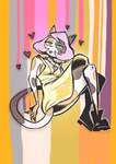 anthro clothed clothing dress female hair heart_symbol jewelry markings mole_(marking) necklace pink_hair smile solo spots spotted_markings thick_thighs bbravaa polly_(bbravaa) felid feline mammal colored hi_res