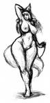 big_breasts breasts curvy_figure female genitals looking_at_viewer nipples nude pubes pussy smile solo standing voluptuous wide_hips audiophilekitsune animal_humanoid canid canid_humanoid canine canine_humanoid fox_humanoid humanoid mammal mammal_humanoid hi_res monochrome sketch