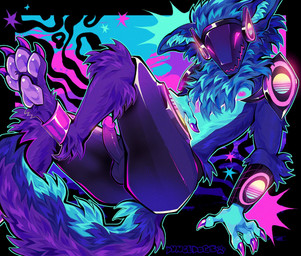 anklet anthro genitals humanoid_genitalia humanoid_penis jewelry machine male nipples pawpads penis solo duncedogs protogen hi_res