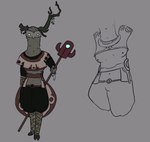 anthro bandage bandaged_arm bandaged_leg breasts clothing digitigrade exposed_breasts gynomorph howl intersex nipples prisoner raised_arm small_breasts solo standing under_boob white_eyes erinthebat outer_wilds pursuers_(outer_wilds)