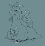 bodily_fluids cum erection genital_fluids genitals looking_at_viewer male penis precum simple_background slime solo tail tongue tongue_out yatosuke nintendo pokemon generation_6_pokemon goodra pokemon_(species) 2014 censored sketch