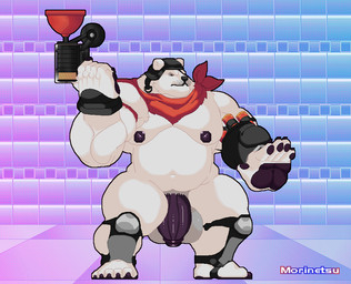 anthro armor attack balls barazoku big_balls big_penis clothing erection feet flaccid foreskin genitals hair hairy headgear helmet humanoid_genitalia humanoid_penis legwear male mature_male moobs muscular muscular_anthro muscular_male nipples partially_retracted_foreskin penis shirt slightly_chubby slightly_chubby_anthro slightly_chubby_male smile smirk solo thigh_highs topwear tuft weapon morinetsu epic_games fortnite mugen polar_patroller bear mammal polar_bear ursine animated digital_media_(artwork) loop pixel_(artwork)
