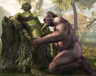 abs balls biceps bodily_fluids cum detailed_background duo erection feet fellatio foreskin forest genital_fluids genitals green_body green_penis green_skin hair humanoid_feet humanoid_genitalia humanoid_penis humanoid_pointy_ears kneeling male male/male male_penetrated male_penetrating male_penetrating_male muscular muscular_male nature nude oral oral_penetration outside partially_retracted_foreskin pecs penetration penile penis pink_penis plant plantigrade pointy_ears sex sky slightly_chubby tree tusks corwyn humanoid orc 3d_(artwork) digital_media_(artwork)