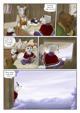 ambiguous_gender anthro biped blush brown_body brown_fur brown_tail dialogue dialogue_box feathers female feral fur group inside male scar scarf smile snow speech_bubble tail text white_body white_feathers white_fur white_tail yellow_eyes young young_ambiguous young_anthro bjekkergauken ailu_(bjekkergauken) helbme_(bjekkergauken) shirin_(bjekkergauken) unni_(bjekkergauken) vide_(bjekkergauken) arctic_fox avian bird canid canine fox gulonine hare horned_owl lagomorph leporid mammal marten mountain_hare mustelid musteline owl pine_marten snowy_owl true_fox true_owl 2025 colored comic english_text hi_res