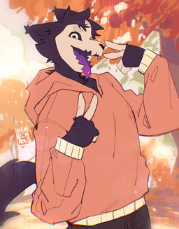 5_fingers anthro black_body black_fur black_sclera bodily_fluids bone bone_mask fingers fur gesture hand_gesture male mask orange_body orange_fur purple_tongue saliva saliva_on_tongue saliva_string skull skull_mask slim_anthro slim_male solo standing tongue tongue_out v_sign white_body white_fur hemuchang skull_dog 2022 hi_res