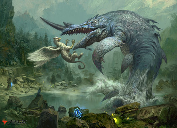 ambiguous_gender beak blue_body day detailed_background duo feathered_wings feathers feet feral fin flying horn lake macro open_mouth outside plant rock sharp_teeth size_difference tail talons teeth toes tree water white_feather wings simon_dominic european_mythology greek_mythology hasbro magic:_the_gathering mythology wizards_of_the_coast aquatic avian hippogriff mythological_avian mythological_creature hi_res official_art
