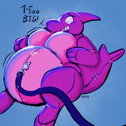ambiguous_gender anthro countershading dialogue fin hose hose_inflation inflatable inflation pink_body pool_toy simple_background solo tail tail_fin text vaxhunt aquatic cetacean dolphin mammal toothed_whale 1:1 english_text hi_res