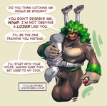 anthro anthro_penetrating anthro_penetrating_human balls big_balls big_penis deep_throat dominant dominant_pokemon duo genitals green_hair hair huge_balls huge_penis human_on_anthro human_penetrated hyper hyper_balls hyper_genitalia hyper_penis interspecies male male/male muscular muscular_male oral oral_penetration penetration penis sex text lotolotl nintendo pokemon generation_8_pokemon human mammal pokemon_(species) rillaboom english_text hi_res