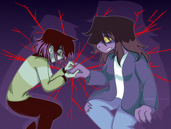 ambiguous_gender ambiguous_human anthro brown_hair claws clothed clothed_ambiguous clothed_anthro clothed_female clothed_human clothing digit_ring duo female female_anthro finger_ring hair jewelry purple_body purple_eyes red_eyes simple_background snowgrave thorn_ring yellow_sclera summer_never deltarune undertale_(series) kris_dreemurr susie_(deltarune) human mammal reptile scalie 2025 aliasing digital_media_(artwork) hi_res signature