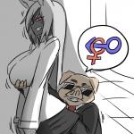 1:1 angry anthro breast_fondling breast_play breasts business_suit clothing dialogue dr.bug duo eyewear female female_on_anthro fondling gender_symbol gender_symbol_penetration grope hair hand_on_breast humanoid humanoid_on_anthro interspecies lewd_symbolism long_ears long_hair male male/female mammal molestation necktie pictographics red_eyes speech_bubble suina suit sunglasses symbol tora_chitose