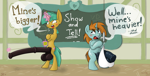 animal_genitalia animal_penis anthro ball_size_difference balls big_balls big_penis blush bodily_fluids comparing comparing_penis cutie_mark dialogue duo equine_genitalia equine_penis erection genitals horn huge_penis hyper hyper_genitalia hyper_penis inside long_penis magic male nude open_mouth penis penis_size_difference presenting public public_nudity saliva shota show_and_tell small_but_hung tail text thick_penis young young_anthro sbshouseofpancakes smudge_proof friendship_is_magic hasbro my_little_pony mythology snails_(mlp) snips_(mlp) equid equine mammal mythological_creature mythological_equine unicorn 2013 artist_collaboration digital_media_(artwork) english_text signature